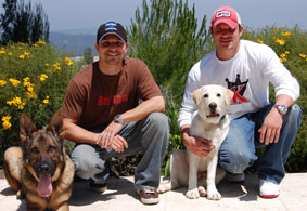 Brothers Nick and Drew Lachey with Luka and Harlan